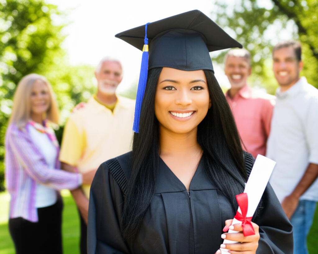 Graduate with family