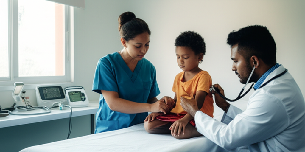 Healthcare workers in clinic